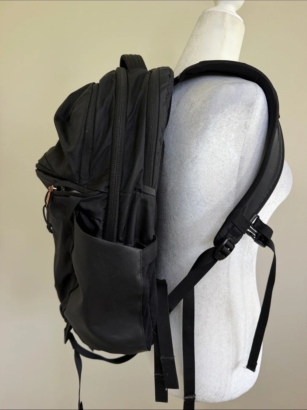 The North Face Black Backpack with Rose Gold Hardware